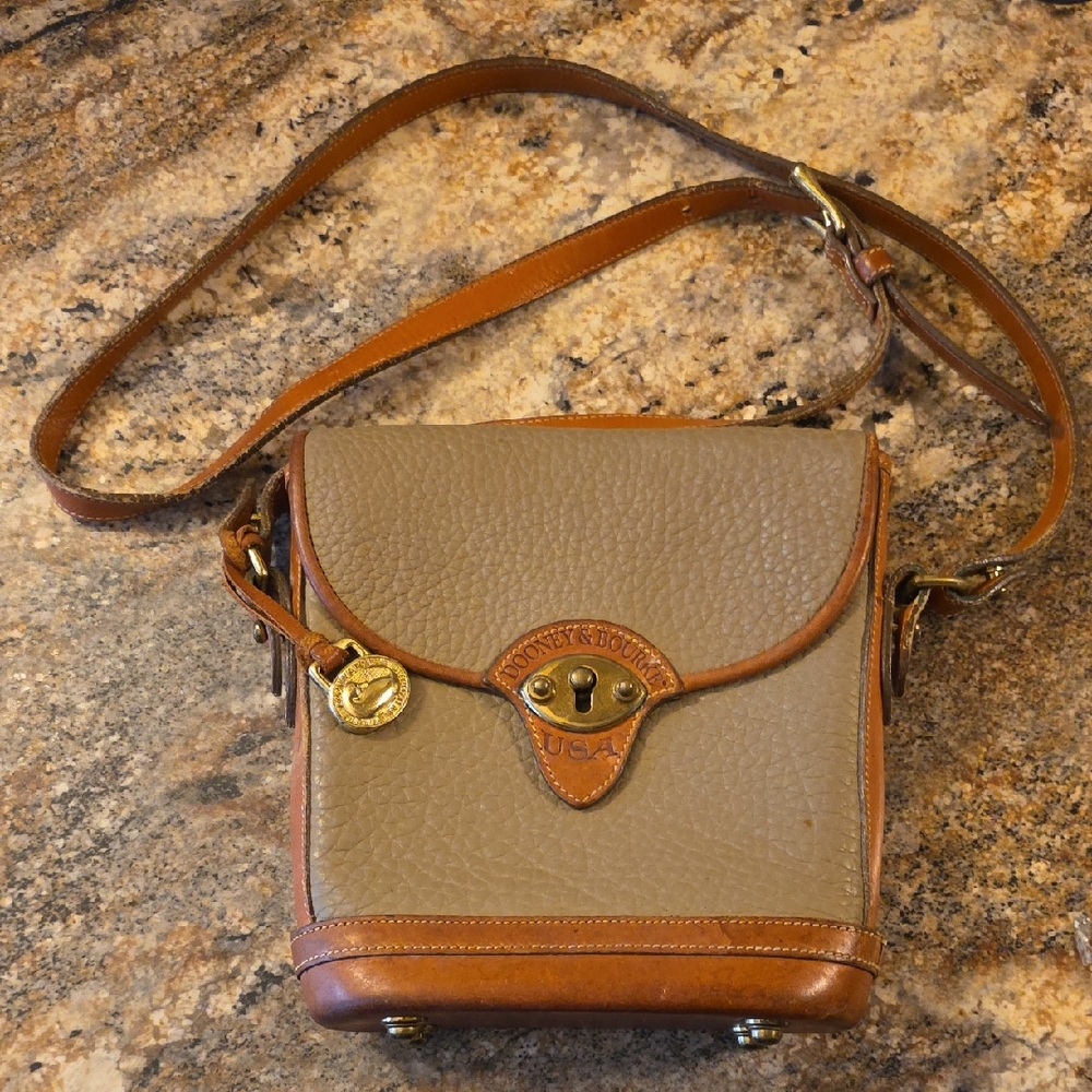 Dooney & Bourke Taupe and Brown Leather Shoulder Bag
